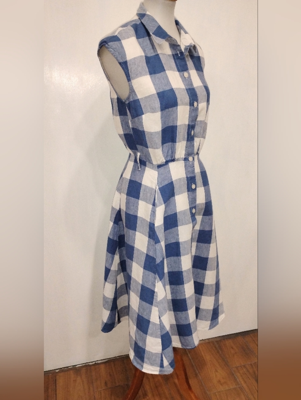 LINEN GINGHAM SUMMER DRESS - Picture 2 of 10